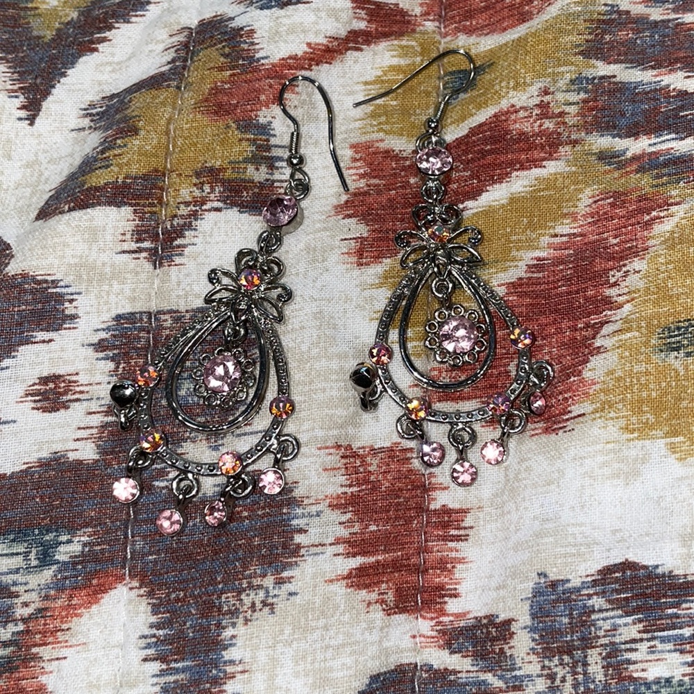 Pink Tourmaline dangly earrings